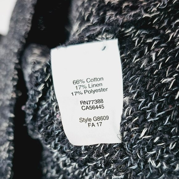 J Crew Factory Cardigan Sweater XS Open Black White Marled Long Sleeve Knit Cozy - Picture 7 of 11